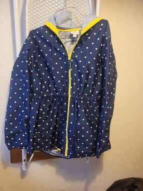 St. John's Bay Navy Polka Dot Raincoat with Yellow Trim